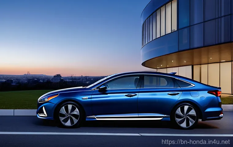 혼다 어코드 하이브리드와 현대 소나타 비교 - A sleek, silver Honda Accord Hybrid driving confidently on a modern, well-maintained highway with lu...