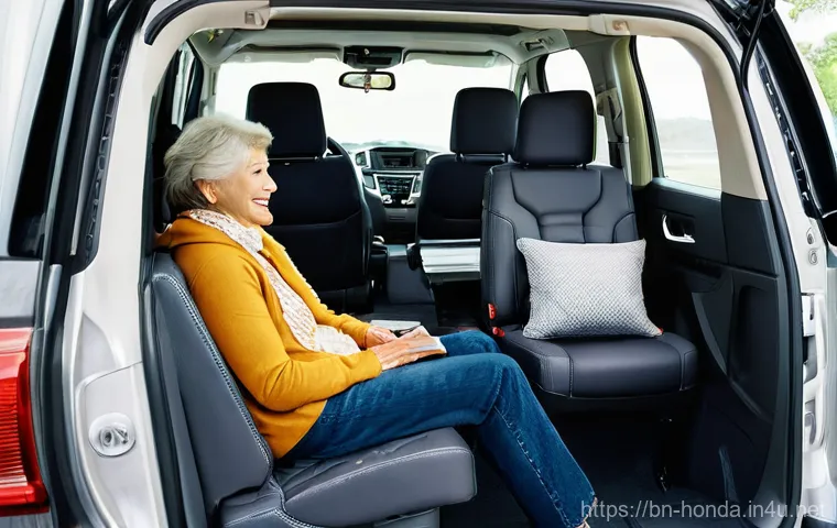혼다 파일럿의 가족용 차량 적합성 - **Prompt:** A vibrant and inviting interior shot of a Honda Pilot, capturing a multi-generational fa...