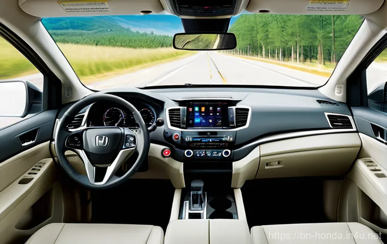 혼다 파일럿의 가족용 차량 적합성 - **Prompt:** A vibrant and inviting interior shot of a Honda Pilot, capturing a multi-generational fa...