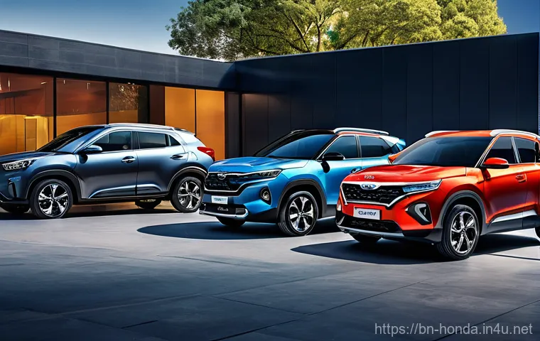 혼다 HR V의 경쟁 모델 분석 - **Prompt 1: Urban Compact SUV Lineup - Design & Appeal**
    "A vibrant, eye-level shot showcasing t...