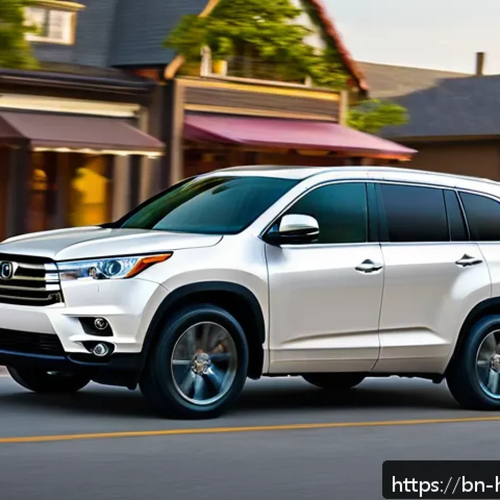 혼다 파일럿과 도요타 하이랜더 비교 - A detailed comparison scene showing two modern SUVs, a Honda Pilot and a Toyota Highlander, parked s...